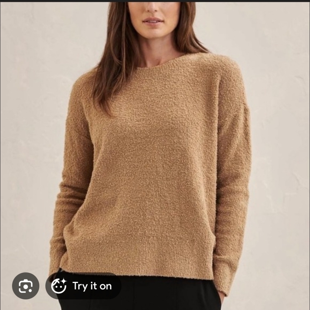 Eileen Fisher Tan Organic Cotton Boucle Sweater